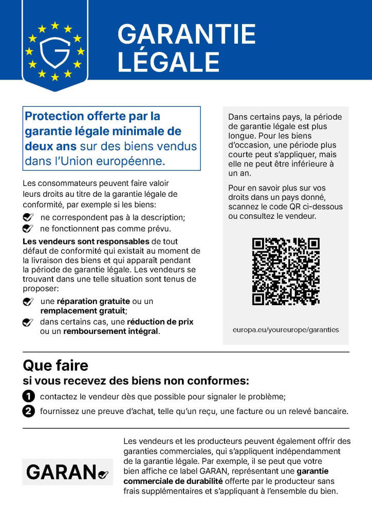 Notice garantie légale UE